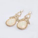 Ivory Resin Opalline Stone Teardrop Stud Earrings